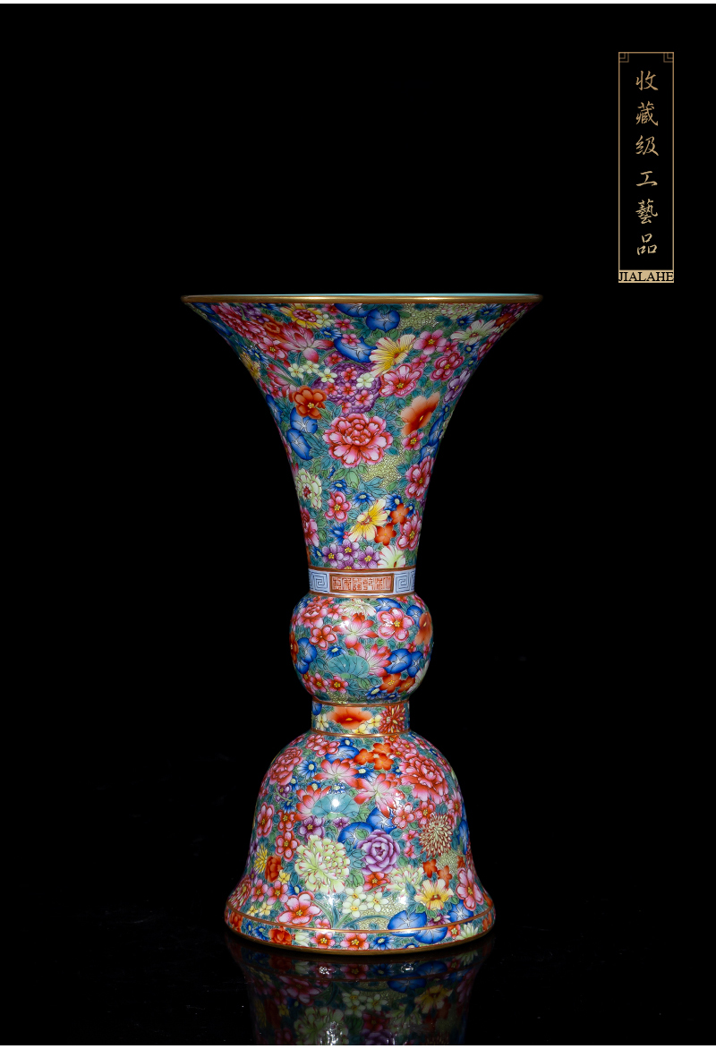 Jia lage jingdezhen ceramic vase YangShiQi up qianlong pastel flower flower vase with Chinese porcelain furnishing articles