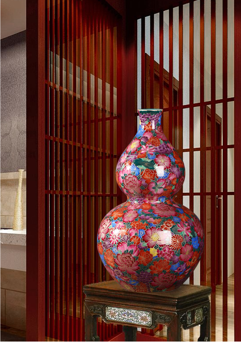 Jia lage jingdezhen ceramics imitation the qing qianlong wire inlay enamel see colour gourd vases, sitting room of Chinese style crafts