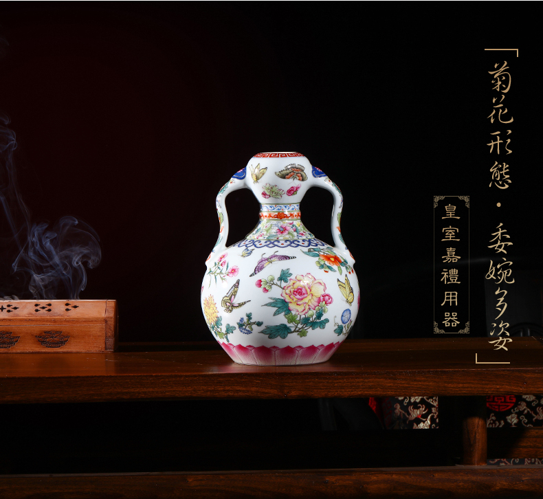 Jia lage jingdezhen vase interior furnishing articles YangShiQi clear pastel flower butterfly tattoo and name the best ear gourd bottle