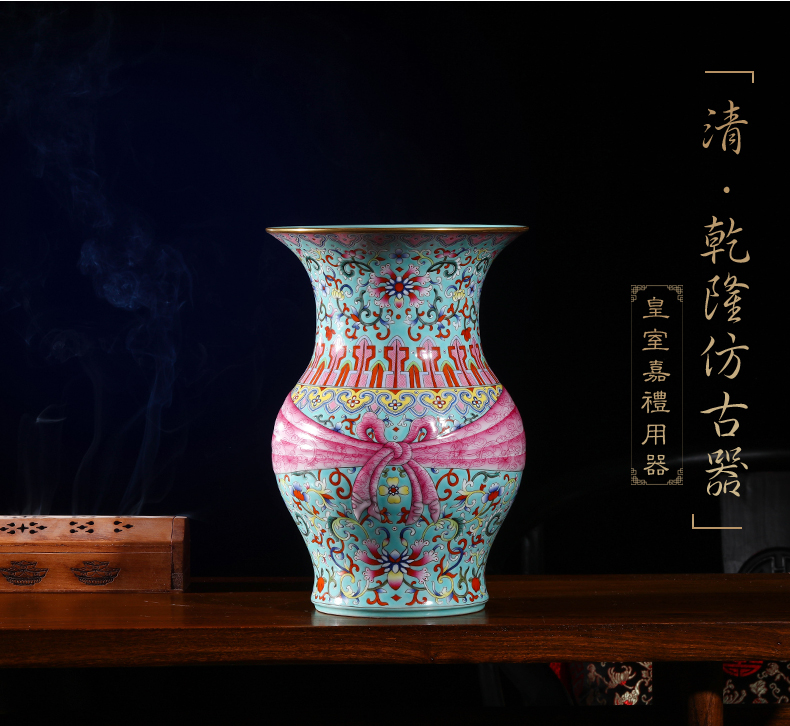 Jia lage jingdezhen home furnishing articles indoor ceramic vase YangShiQi green pastel lotus design grain baggage