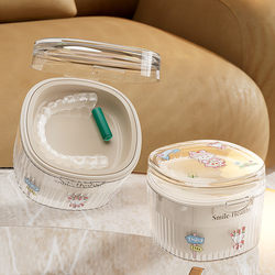 Transparent invisible braces cleaner storage box denture correction retainer box with portable cleaning box soaking box