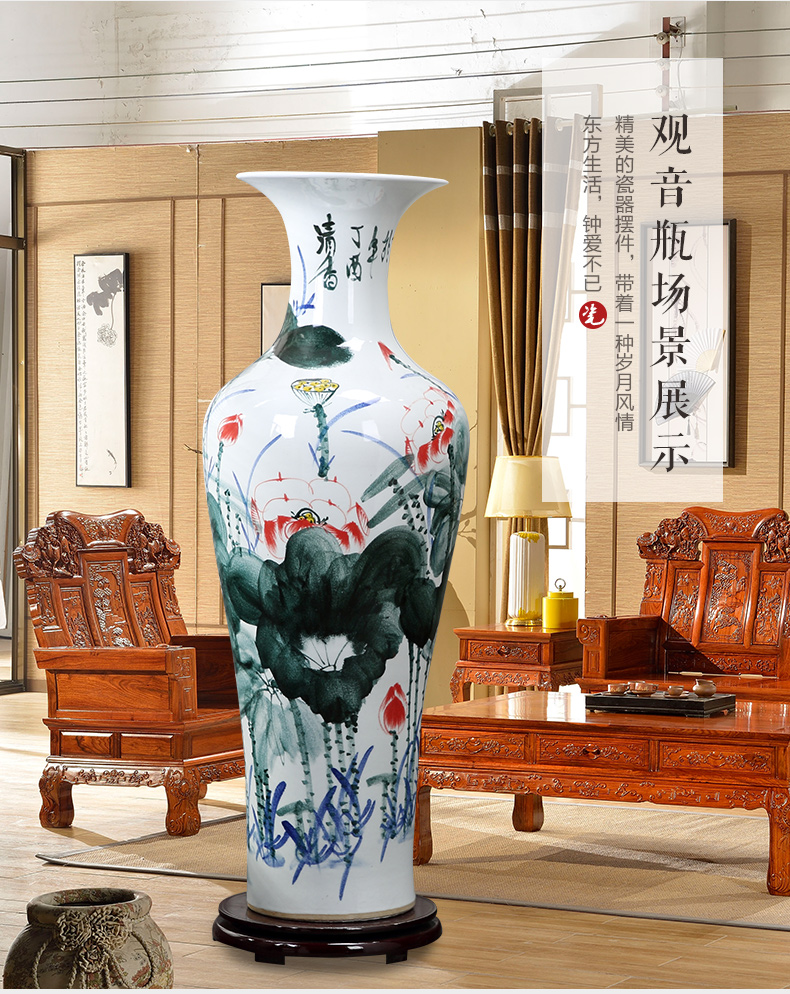 Blue and white porcelain of jingdezhen ceramics landing big vase sitting room adornment is placed hand - made ceramic vases, furnishing articles