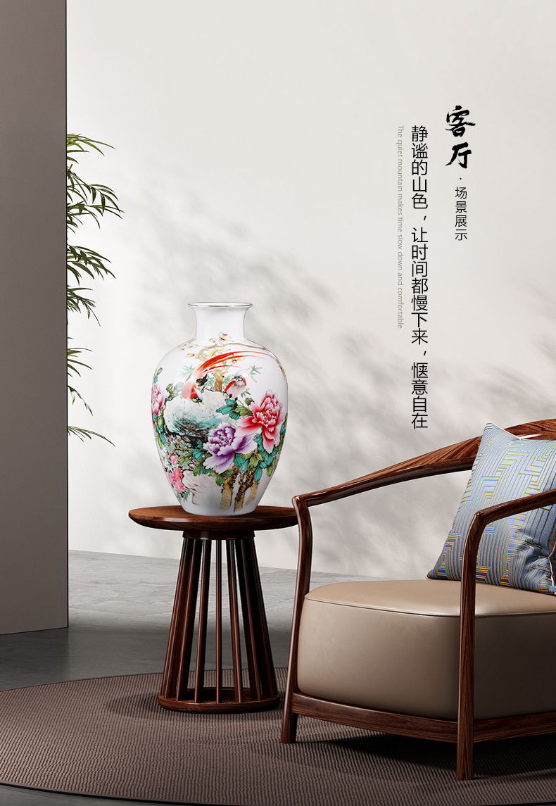 New Chinese style ceramics jingdezhen blue and white porcelain vase and furnishing articles rich ancient frame sitting room porch flower decorations