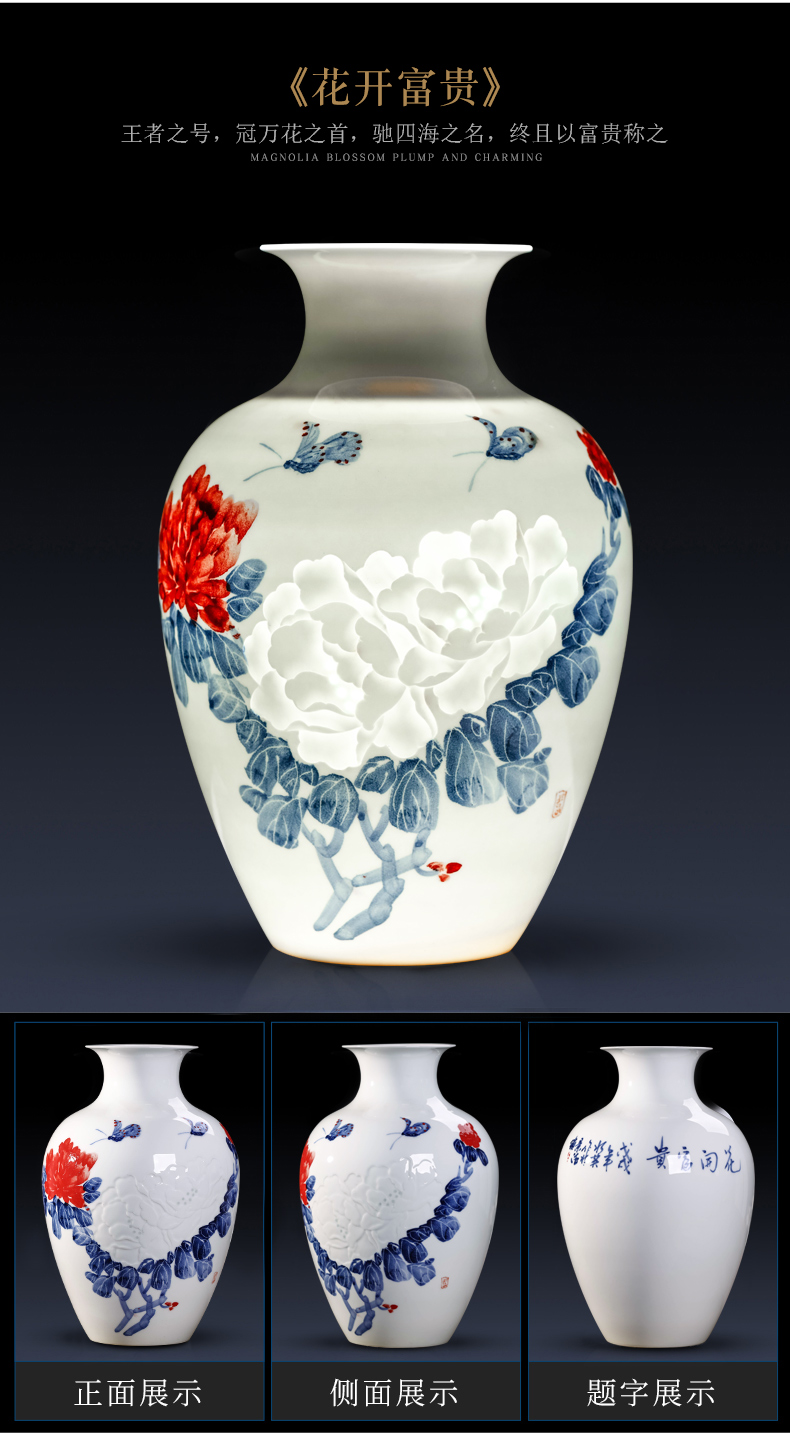 Hand - made master of jingdezhen ceramic vases, pervious to light thin foetus blue - and - white exquisite vase knife clay sitting room porch place