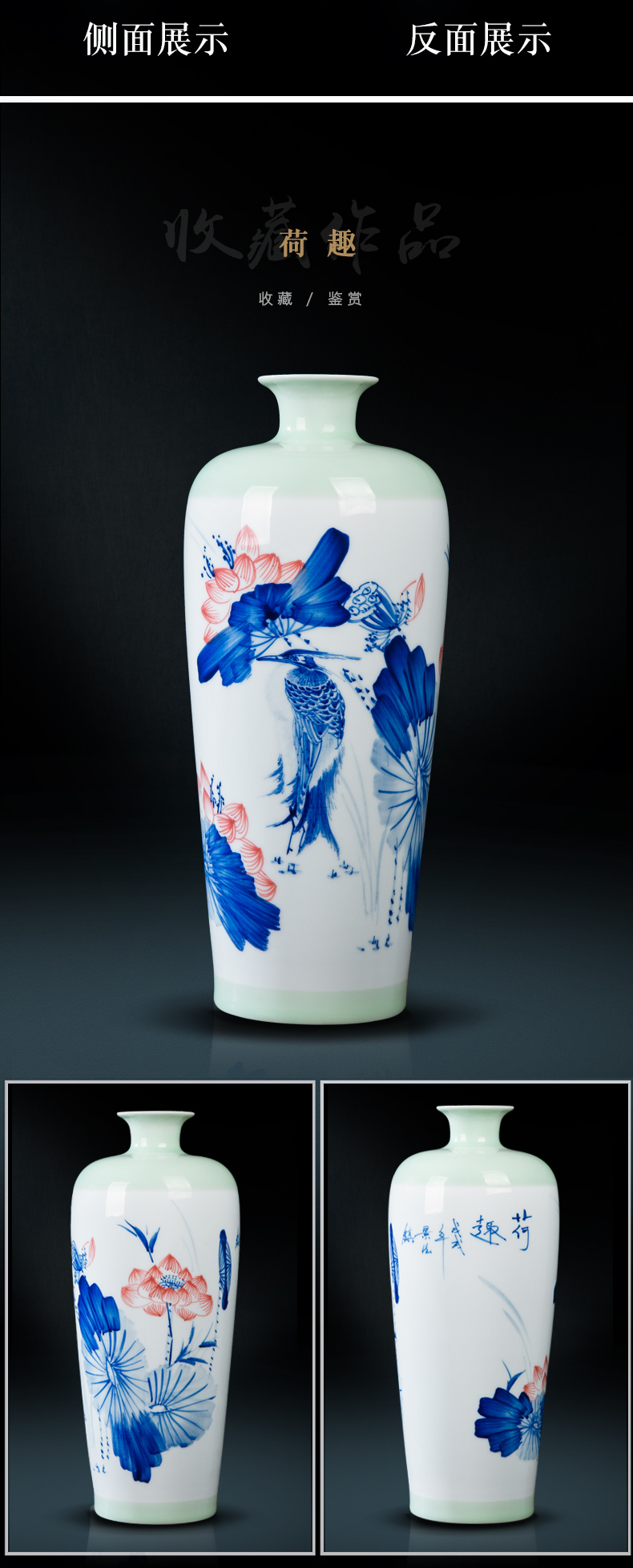 Jingdezhen ceramics hand - made vases, small pure and fresh and vase vase sitting room porch rich ancient frame decoration furnishing articles