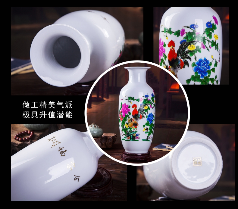 Jingdezhen ceramics blooming flowers red vase peony bottle home living room decoration handicraft furnishing articles