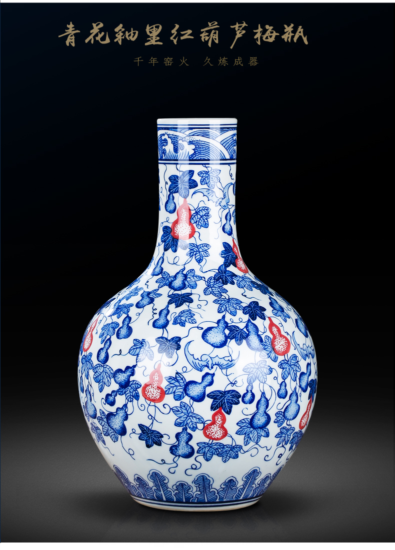 Jingdezhen ceramics by hand antique vase of blue and white porcelain vase household act the role ofing is tasted furnishing articles furnishing articles sitting room porch