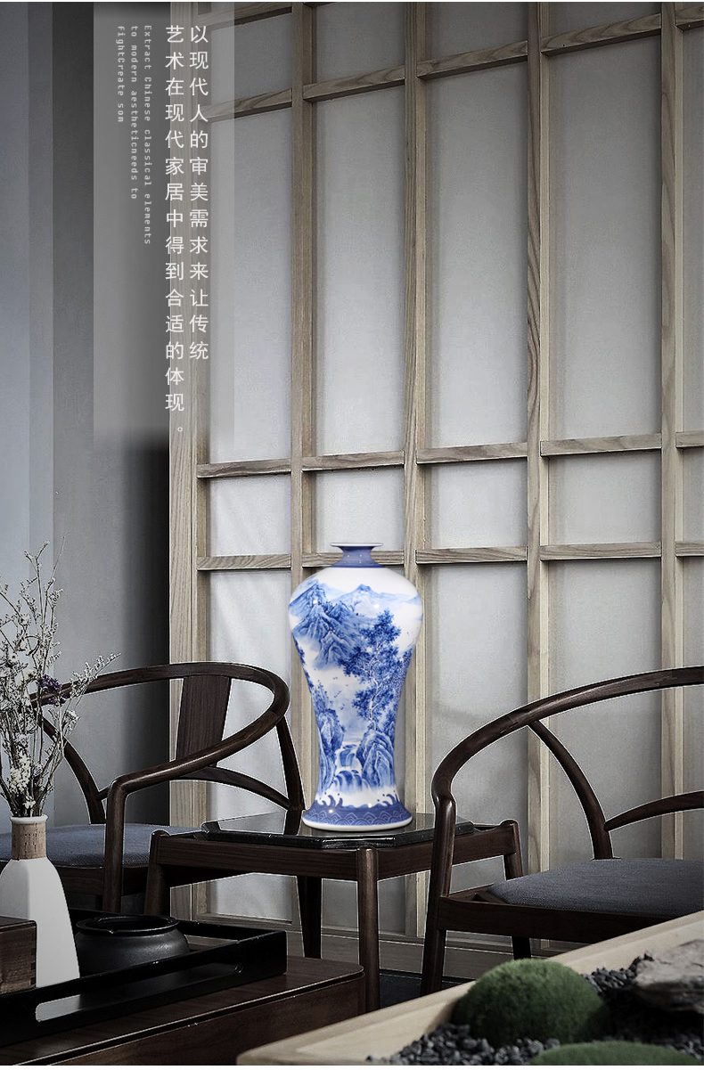 Blue and white landscape painting master of jingdezhen ceramic vase of Blue and white porcelain vase painting vases, decorative gifts furnishing articles