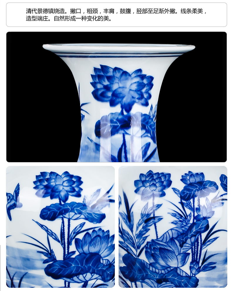 Jingdezhen ceramics by hand antique vase of blue and white porcelain vase household act the role ofing is tasted furnishing articles furnishing articles sitting room porch