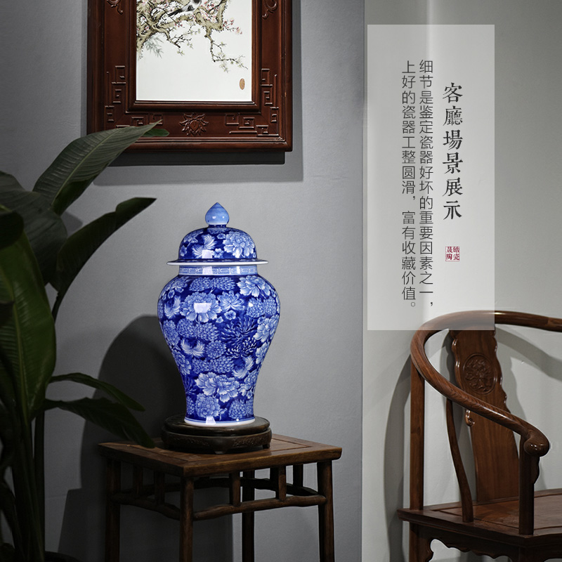 General blue and white porcelain of jingdezhen ceramic manual water tank sitting room porch TV ark, the study of Chinese style household furnishing articles
