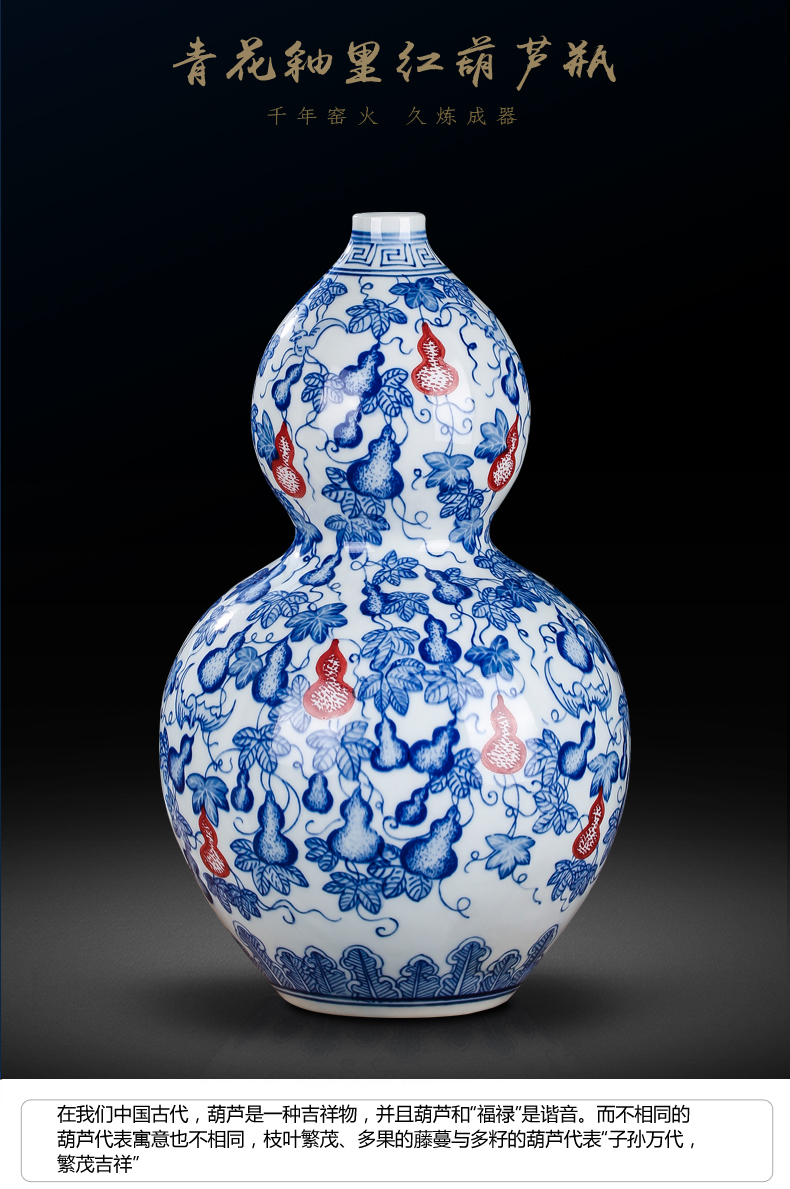 Jingdezhen ceramics by hand antique vase of blue and white porcelain vase household act the role ofing is tasted furnishing articles furnishing articles sitting room porch