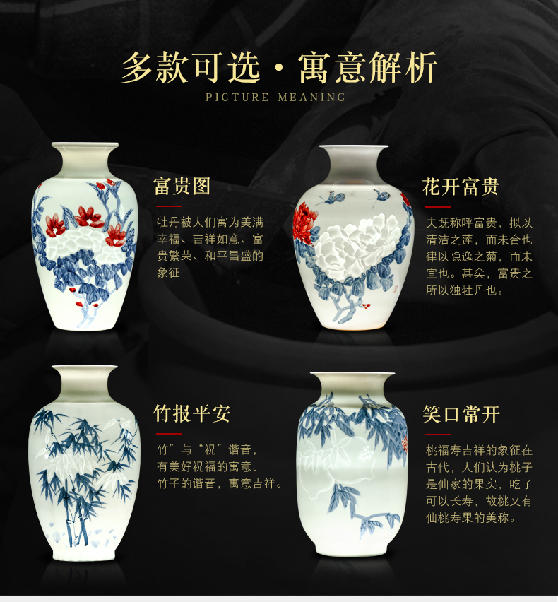 Hand - made master of jingdezhen ceramic vases, pervious to light thin foetus blue - and - white exquisite vase knife clay sitting room porch place