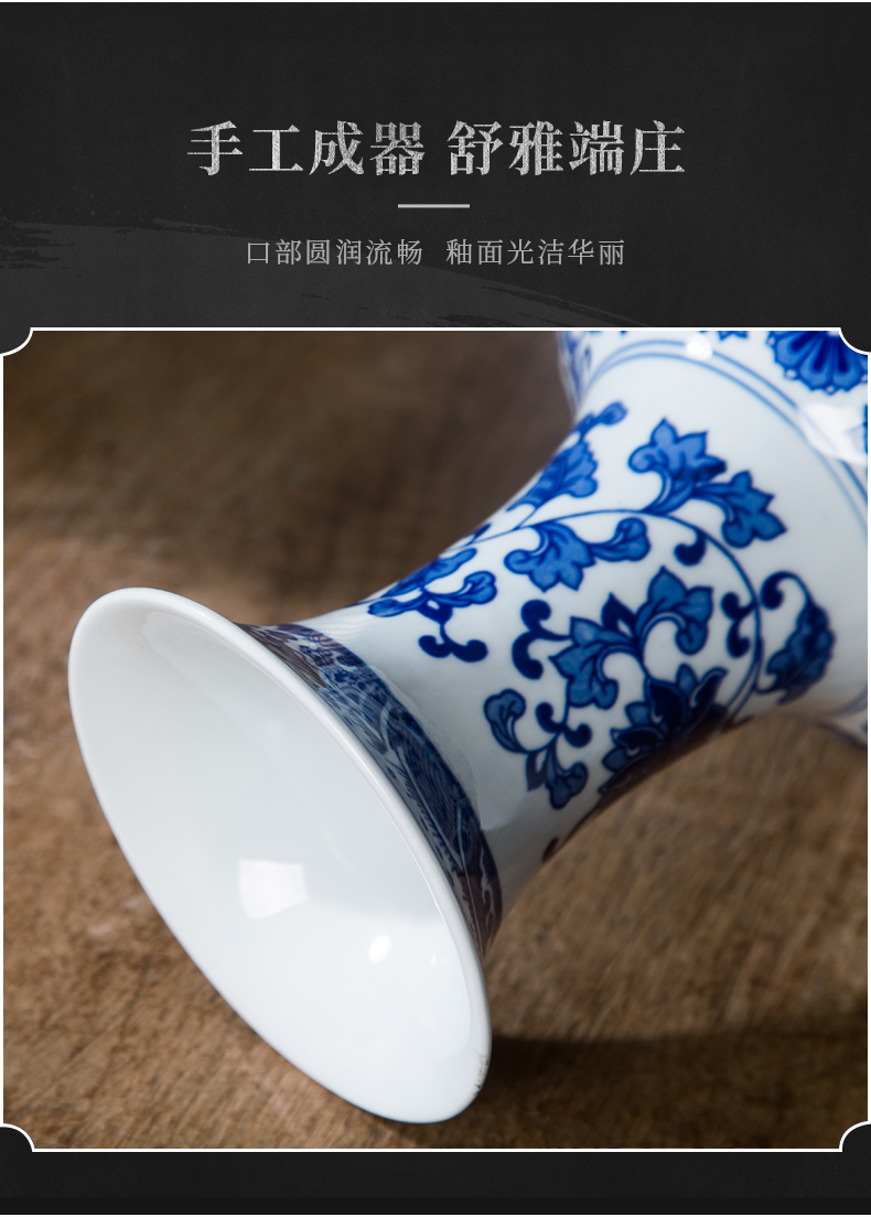 Jingdezhen porcelain vases, antique Chinese blue and white porcelain vase household act the role ofing is tasted, the sitting room decorate rich ancient frame furnishing articles