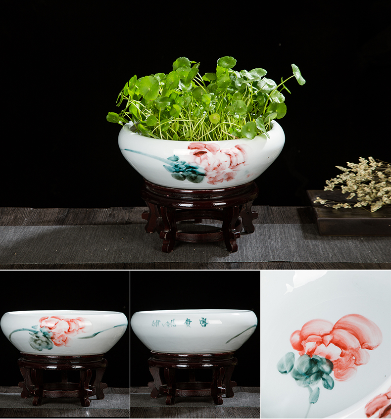 Ceramic furnishing articles cornucopia of feng shui aquarium hand - made breeding goldfish turtle cylinder water lily hydroponic plant basin of home decoration