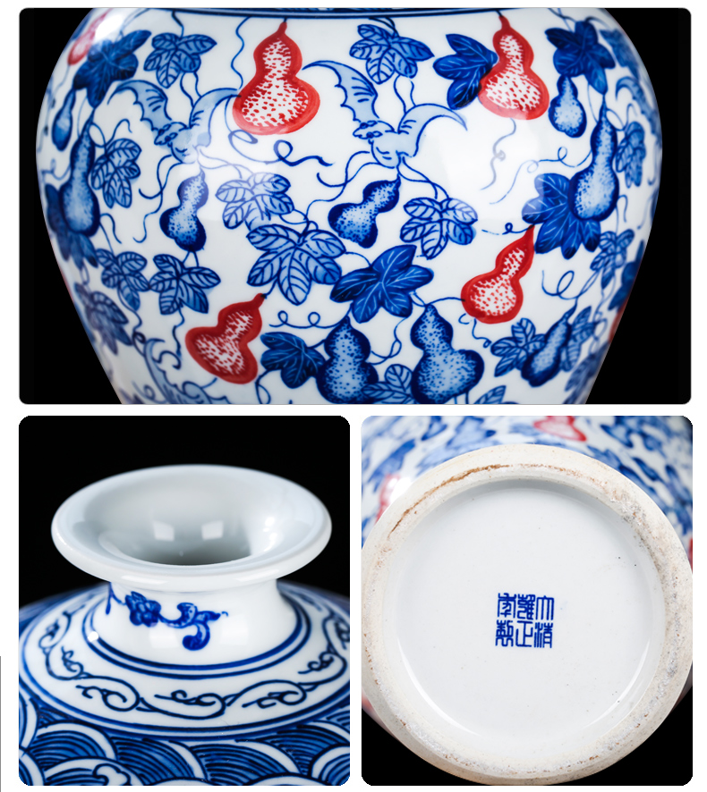 Jingdezhen ceramics by hand antique vase of blue and white porcelain vase household act the role ofing is tasted furnishing articles furnishing articles sitting room porch