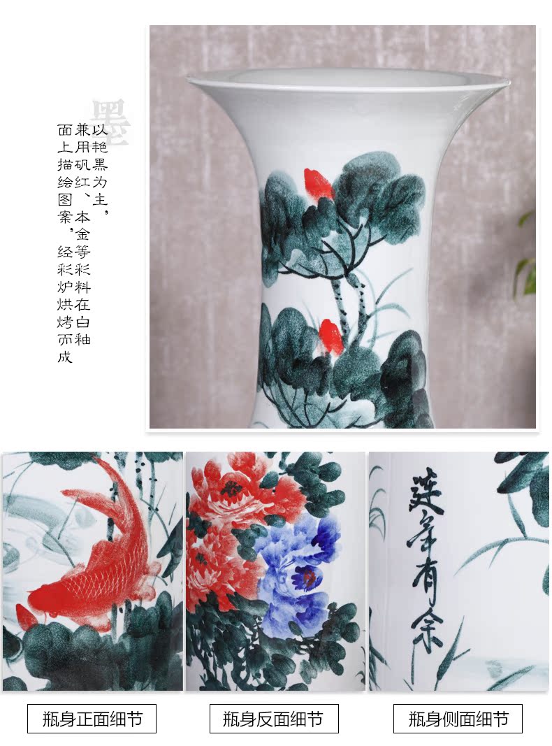 Vase of jingdezhen ceramic floor big hand big blue and white porcelain Vase Vase sitting room hotel decoration floor furnishing articles
