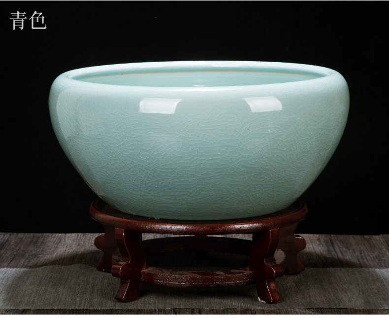 Jingdezhen ceramic glaze cracks tank turtle cylinder basin of water lily lotus goldfish tank sitting room handicraft furnishing articles