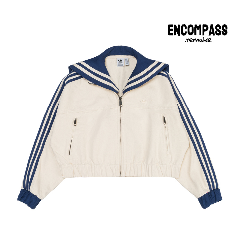 Adidas Remake Miu Series College Style Detachable Sailor Collar White Denim Jacket Women's Encompass