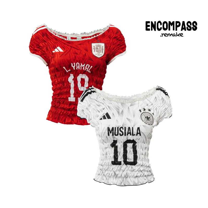 Adidas Remake Football Club Jersey Hot Girl Slim Fit Pleated Jerseyfit T-Shirt Encompass