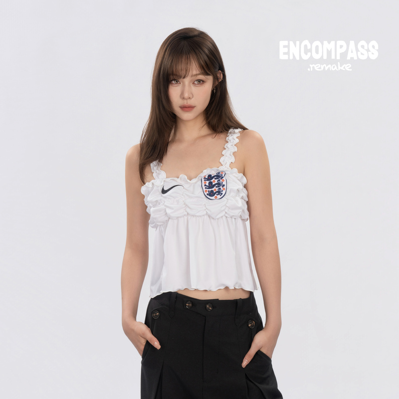 Nike Remake England Pleated Jersey Girl Sweet Cool Spicy Girl Camisole Encompass