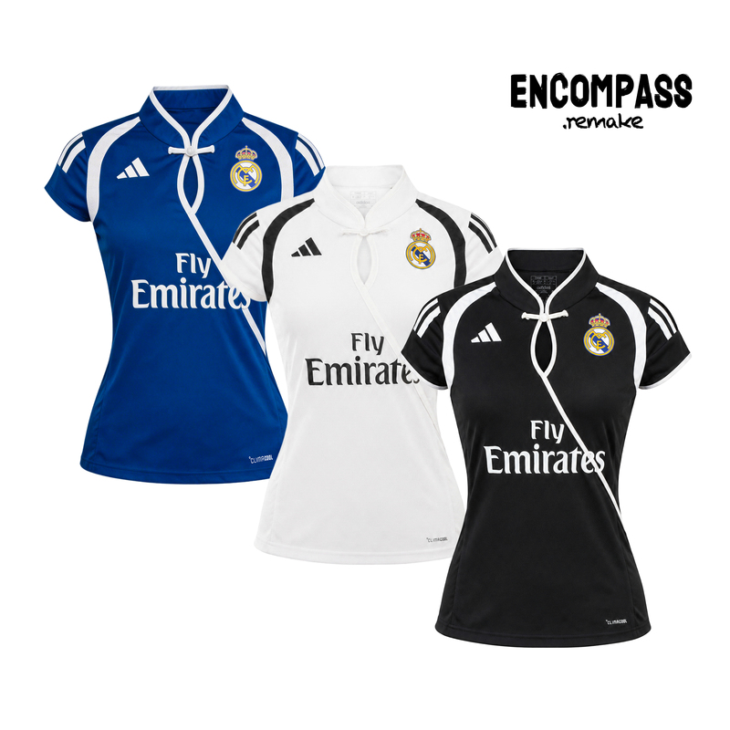 Adidas Remake Real Madrid Jersey Style New Chinese-Style Slim-Fit T-Shirt for Women Encompass