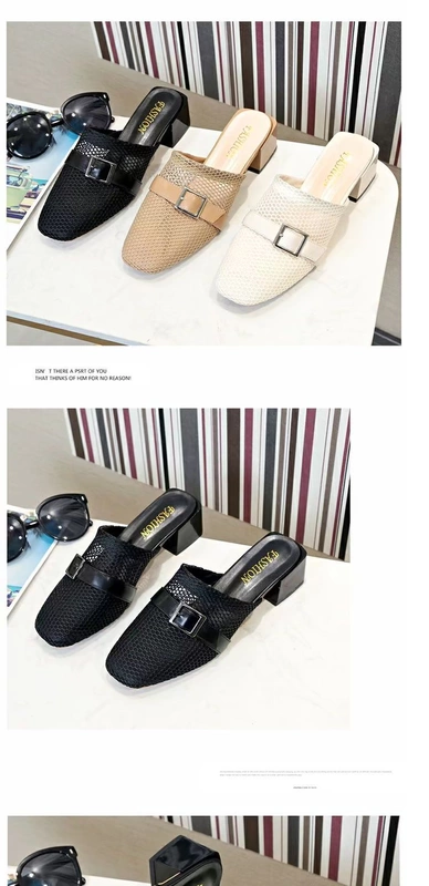 2019 mới lười biếng Baotou một nửa dép thoáng khí hoang dã mùa hè nữ mặc thời trang với dày với giày Mules - Dép