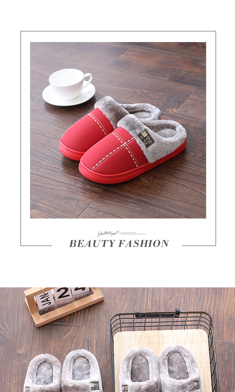 Dép cotton nữ trong nhà mùa đông không thấm nước cặp đôi dày đáy túi chống trượt mềm mại dép hm nữ chính hãng