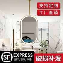 Nordic style with lights bathroom mirror Hotel Hotel homestay ceiling boom mirror hanging Oval toilet mirror