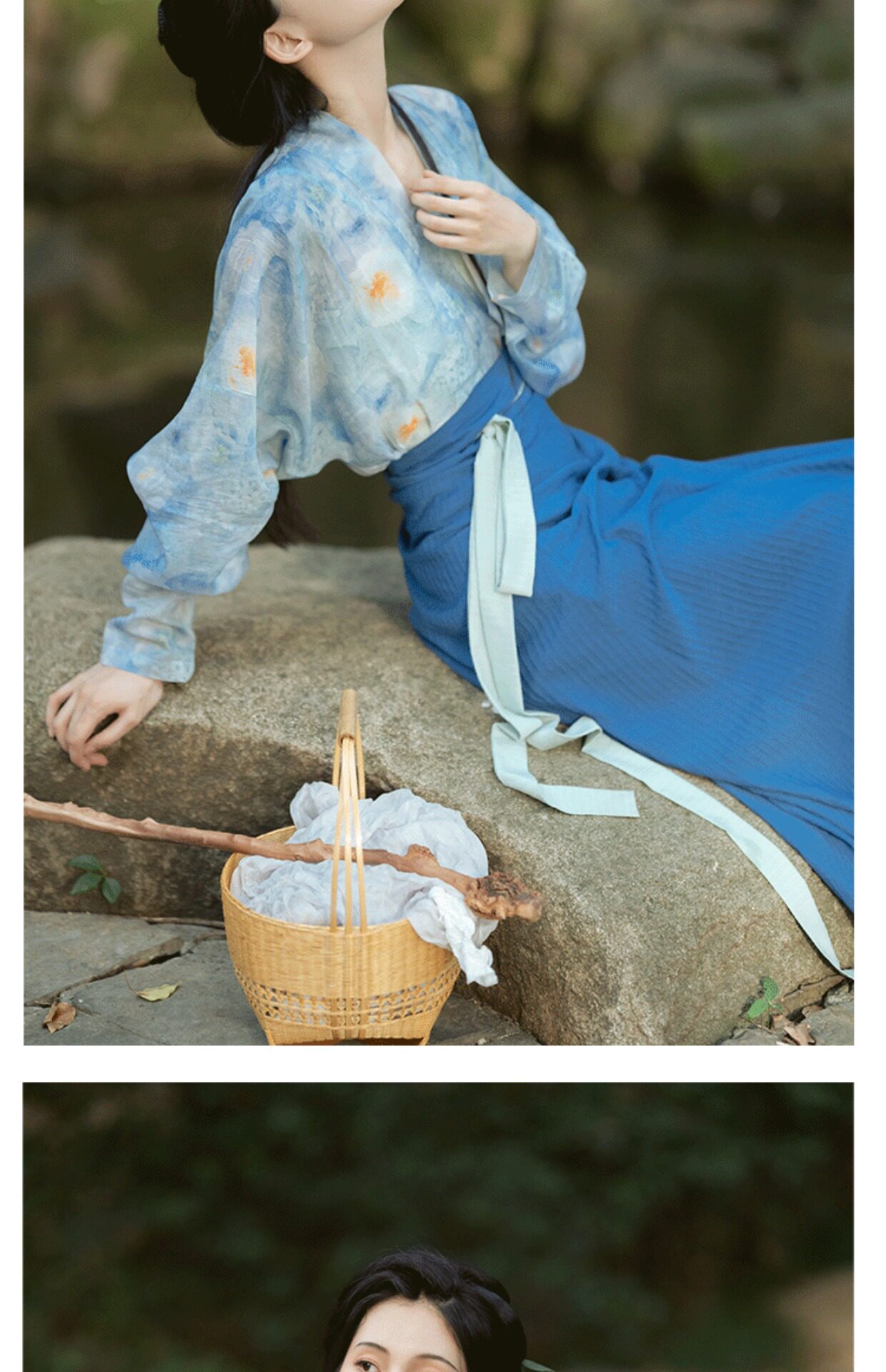 Китайцы одежда наборы 上雲樂 风定池 宋制汉服飞机袖两片裙旋裙日常原创国风女春夏现货