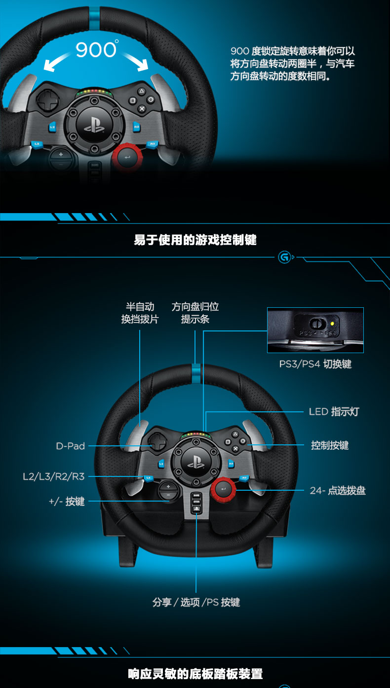 Logitech G29 được cấp phép Trò chơi Tay lái Ly hợp Bàn đạp Mô phỏng Đua xe Lái xe PS4 / GAOX STUDIO giá đỡ vô lăng chơi game