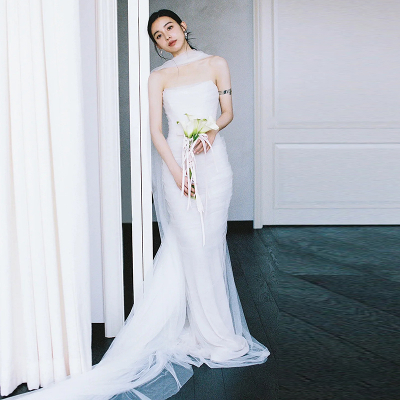 French Wedding Dressing Gown Female Bride Wedding Simple Lightweight Outdoor Travel Photography Welcome Outing Gauze Summer Evening Dress French Wedding Dressing Gown Female Bride Wedding Simple Lightweight Outdoor Travel Photography Welcome Outing Gauze Summer Evening Dress