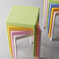 Nordic plastic stool thickened home dining table high bench simple modern eating rubber square stool fashion living room dining room