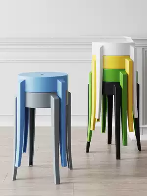 Stool household plastic thickened dining table round stool simple modern fashion creative chair living room Nordic plastic bench