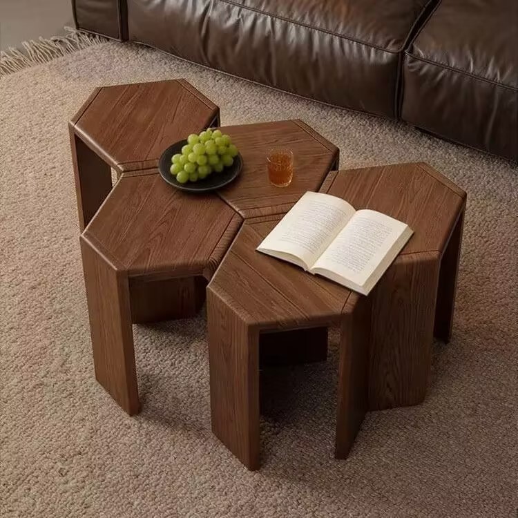 Solid Wood Small Stool for Home Use, Stackable Hexagonal Multifunctional Coffee Table Side Stool, Stackable Dining Table Bench Solid Wood Small Stool for Home Use, Stackable Hexagonal Multifunctional Coffee Table Side Stool, Stackable Dining Table Bench