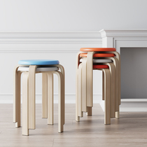 Stool Home solid wood round stools Solid living room small chairs Modern simple high stools Simple dining table BenchEsole Nordic style