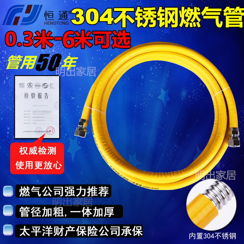 Hengtong 304 stainless steel gas pipe metal corrugated hose water heater fittings