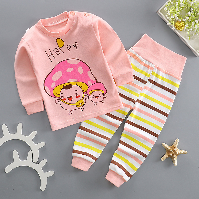 Trẻ em mùa xuân và mùa thu đồ lót bộ bông cô gái pajama bé quần trẻ em quần lưng cao bông mùa thu được thiết lập.