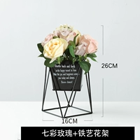 Цветочный горшок + красочный букет роз.