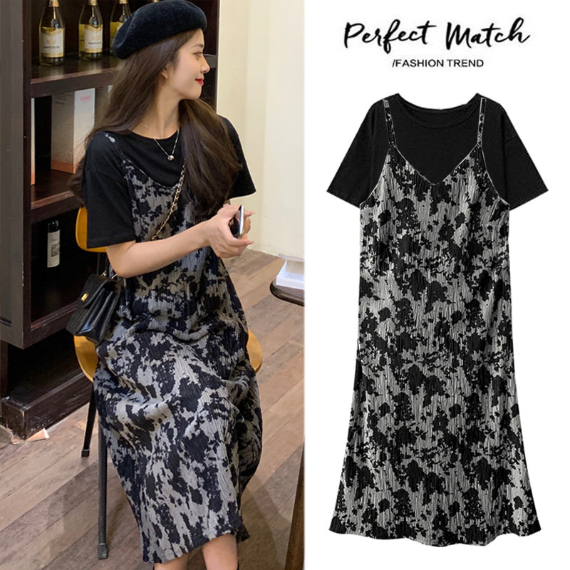 Maternity summer dress short sleeve cotton Korean version top skirt maternity summer suit net red fashion new model