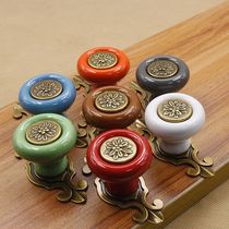 Cabinet handle European antique bronze classical ceramic modern simple zinc alloy single hole drawer wardrobe handle
