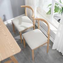 Iron dining chair Horn Chair commercial Nordic desk chair imitation solid wood milk tea dessert shop Coffee Restaurant