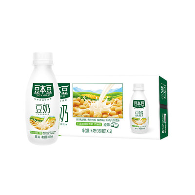 豆本豆原味瓶装豆奶360ml*15瓶