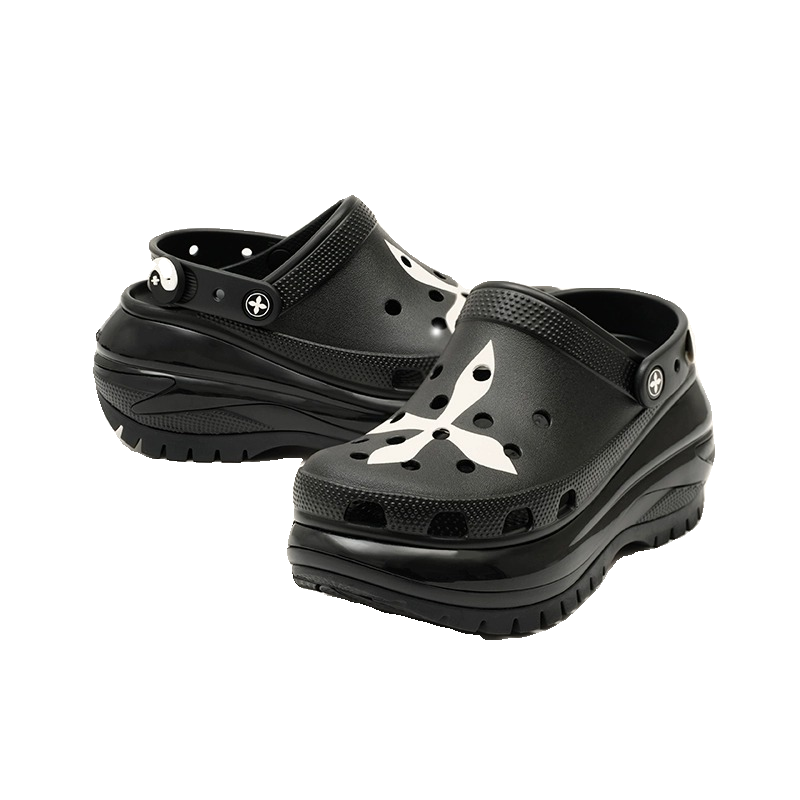 [Correct version] SMFK co -branded Carloch cave shoes Female cross flower thick bottom increases and wears cold slippers
