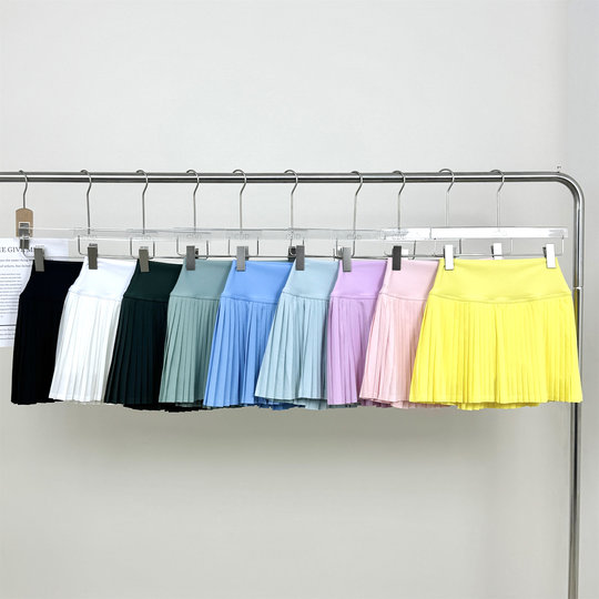 Falda de tenis para mujer, pantalones de seguridad, Falda plisada elástica a la moda, pantalones deportivos de tres puntos antiexpuestos de doble capa