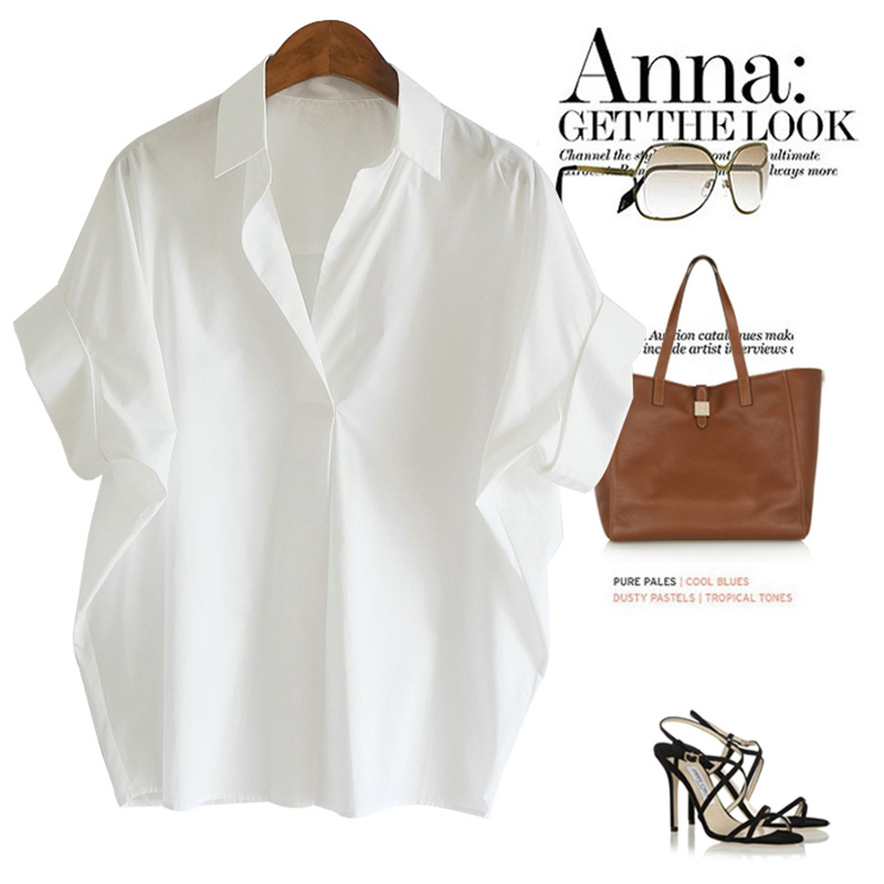 Close Your Eyes and Buy It! This White Shirt Is Stunning, Casual Cotton, Loose-Fitting Batwing Sleeve Shirt, New Short-Sleeved T-Shirt for Women