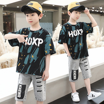 Childrens clothing boys summer suit 2021 new summer middle school boy summer Net red fried street clothes