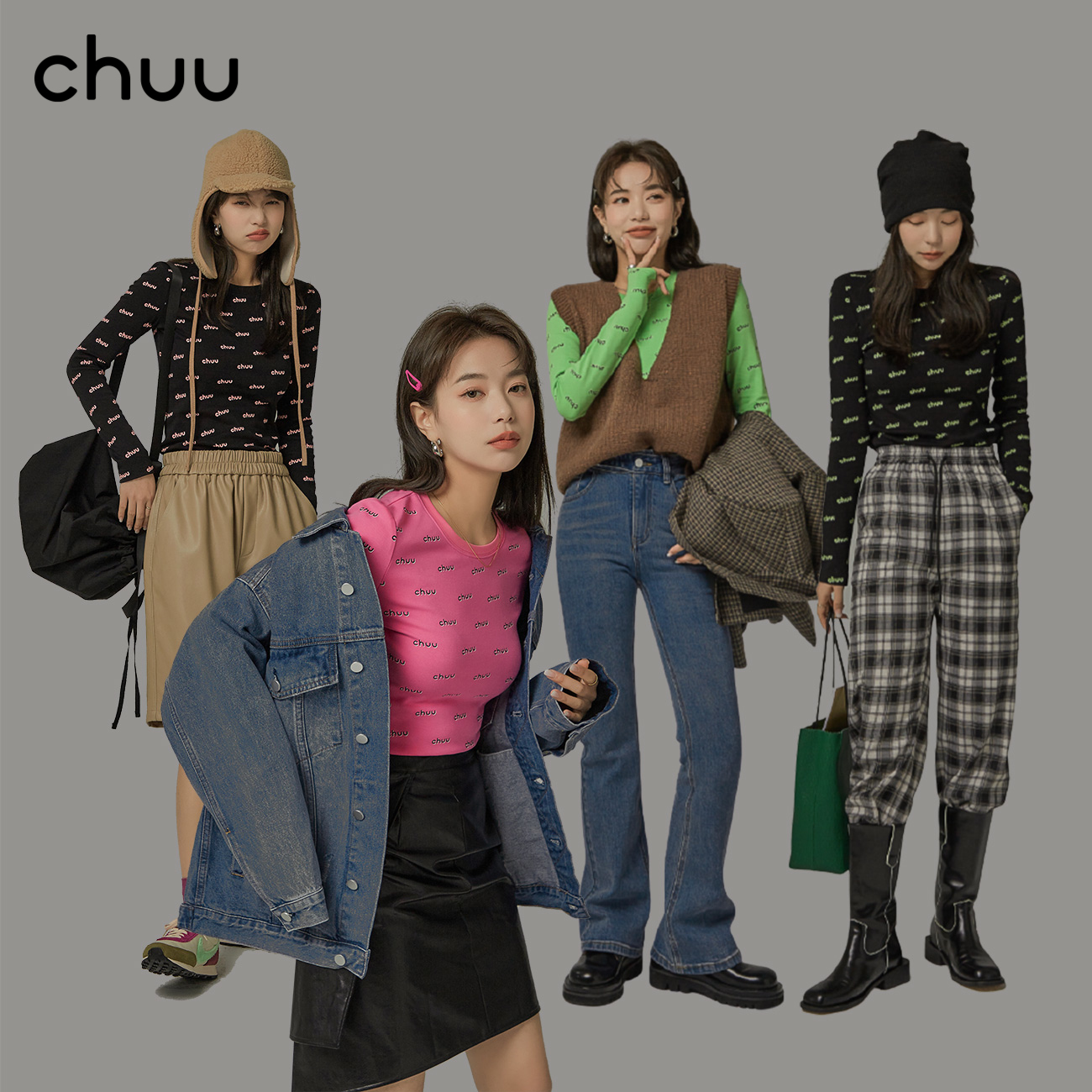 ChuU My name is printed on the shirt in 2023 summer new thin printed letters long sleeve tops and T-shirts