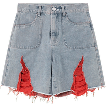 CHUU collider with fur-side jeans Women 2024 Summer new high-waist hot girl loose grinding of broad-legged shorts