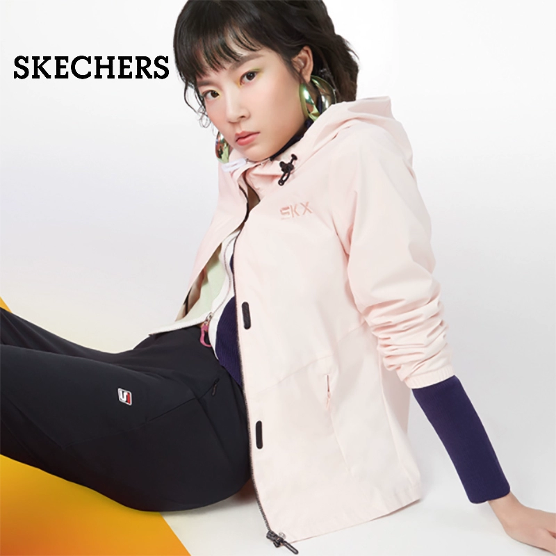 Skechers Skechers Nữ nhẹ dệt dài tay Áo khoác có mũ trùm đầu Thể thao Áo khoác mặc thường ngày L120W062 - Áo khoác thể thao / áo khoác