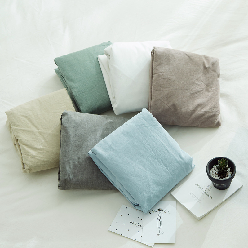 Cotton phong cách Nhật Bản rắn bông giặt một chiếc mũ giường một mảnh Bắc Âu giường đôi đơn giản giường đơn lưới - Trang bị Covers